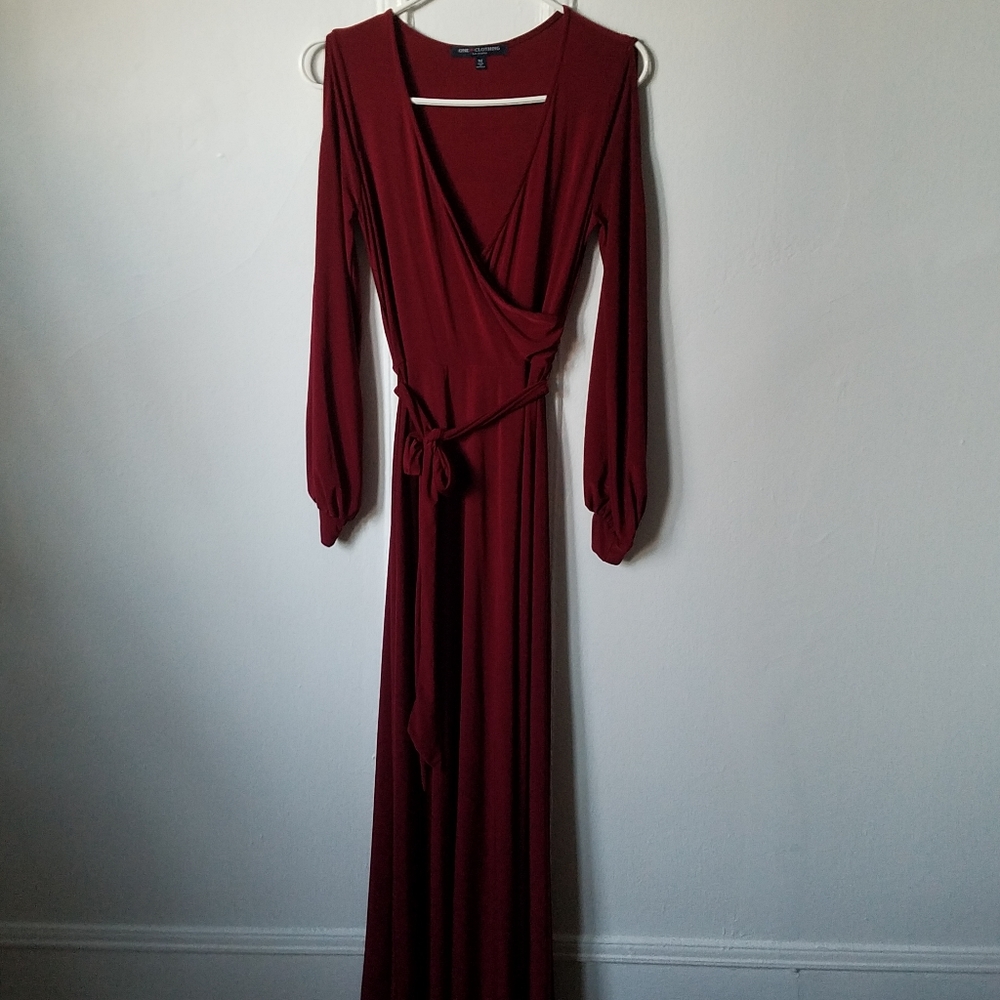 Cold Shoulder Ruby Red Wrap Dress